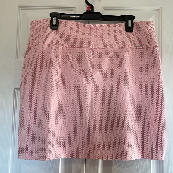 S.C.&CO. Skort Sz XL Coral & white geometric print Lined pockets Stretch Spandex - Picture 1 of 10